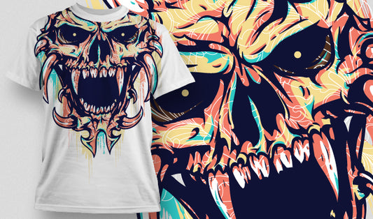 Vibrant Skull Graphic T-shirt (White)