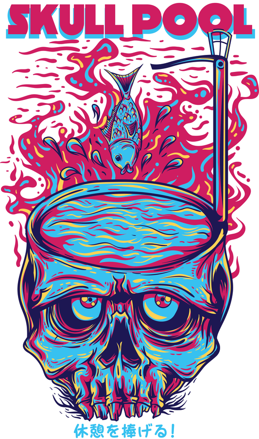 Vibrant Skull Pool T-shirt (White)