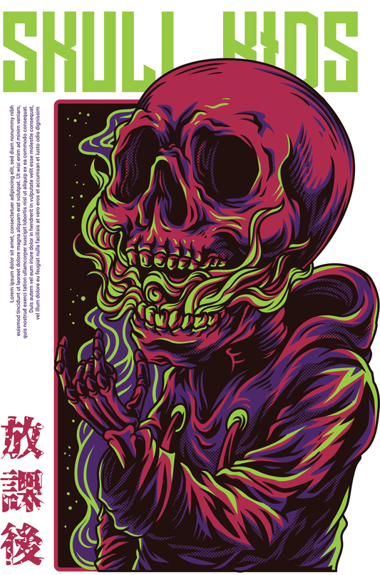 Vibrant Skull Graphic Tee (White)