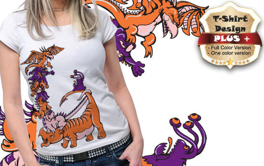 Colorful Fantasy Creature T-shirt (White)
