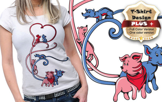 Playful Animal T-shirt Design (White)