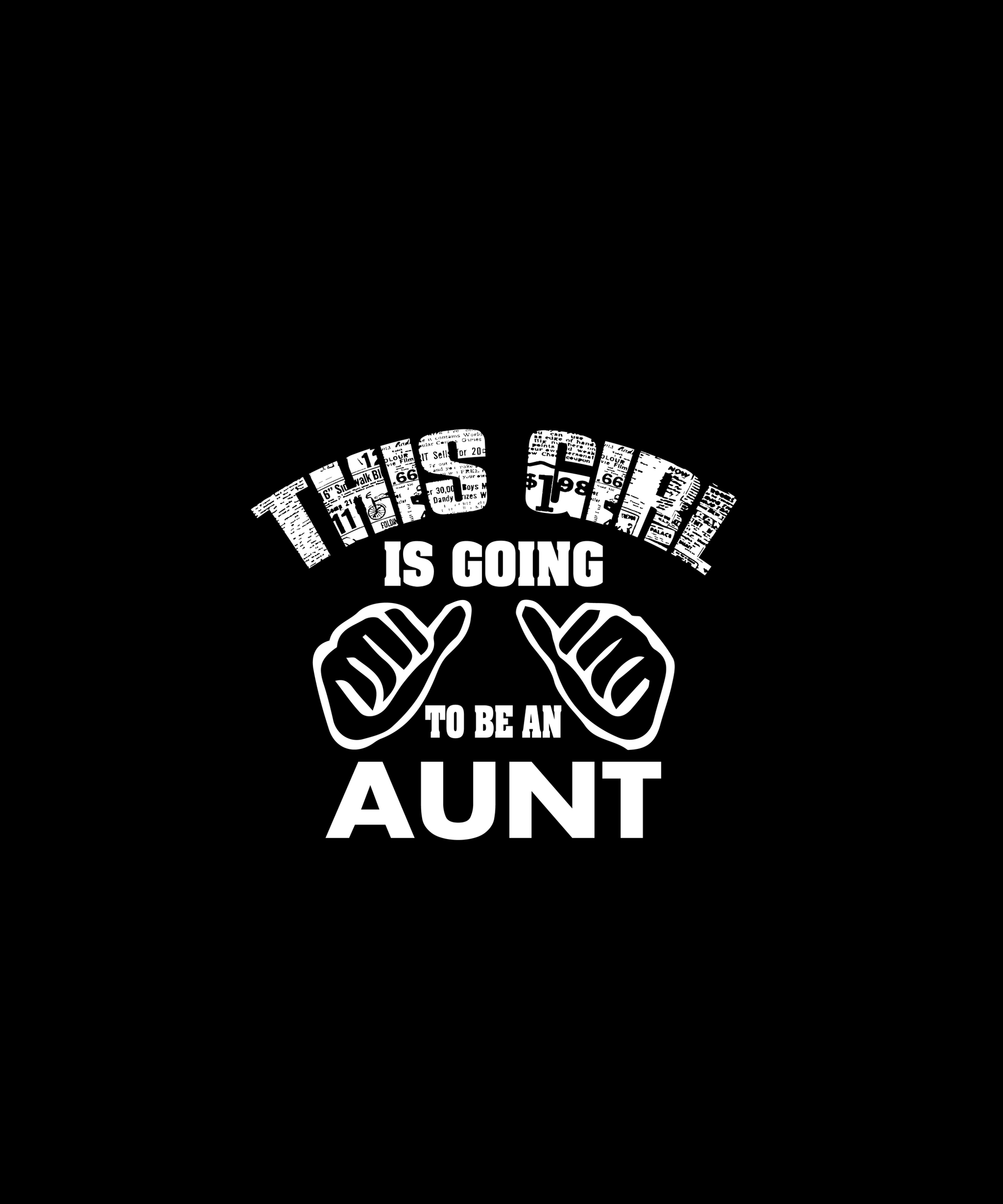 Excited Girl Aunt Announcement T-shirt (Black)