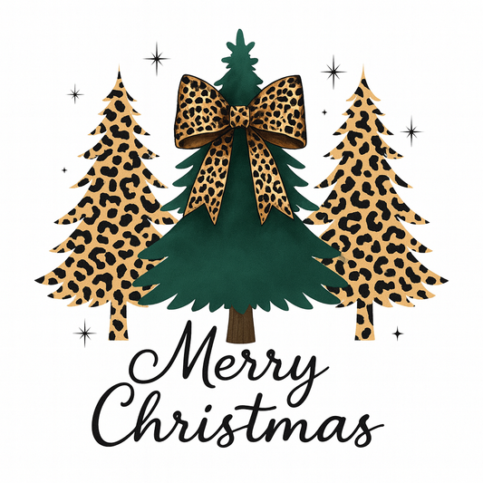 Merry Christmas Leopard Trees — Sweatshirt (White)