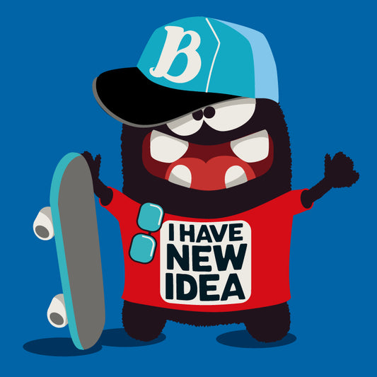 Playful Skateboard Character T-shirt (Black)