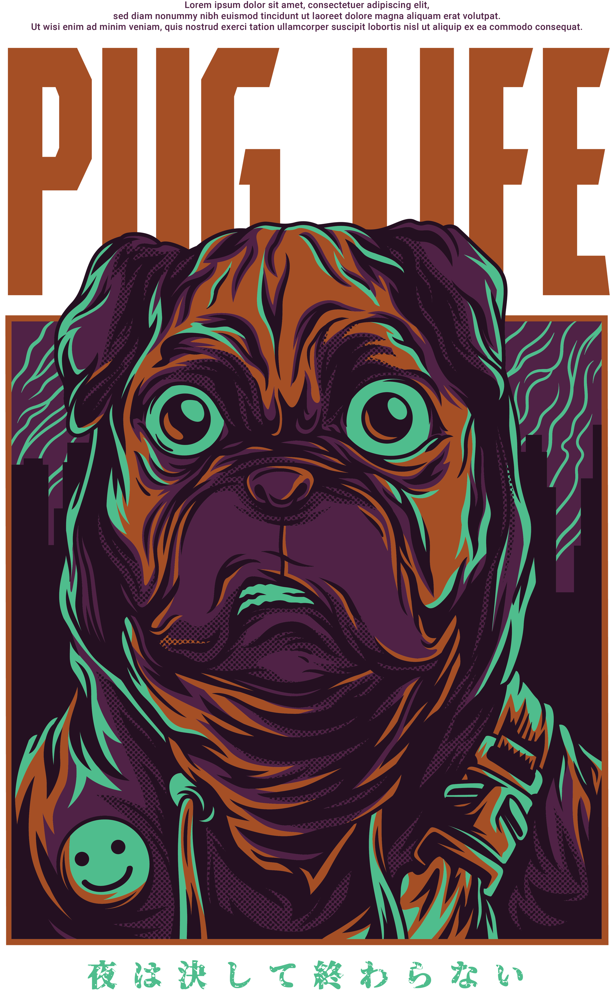 Pug Life Graphic T-shirt (White)
