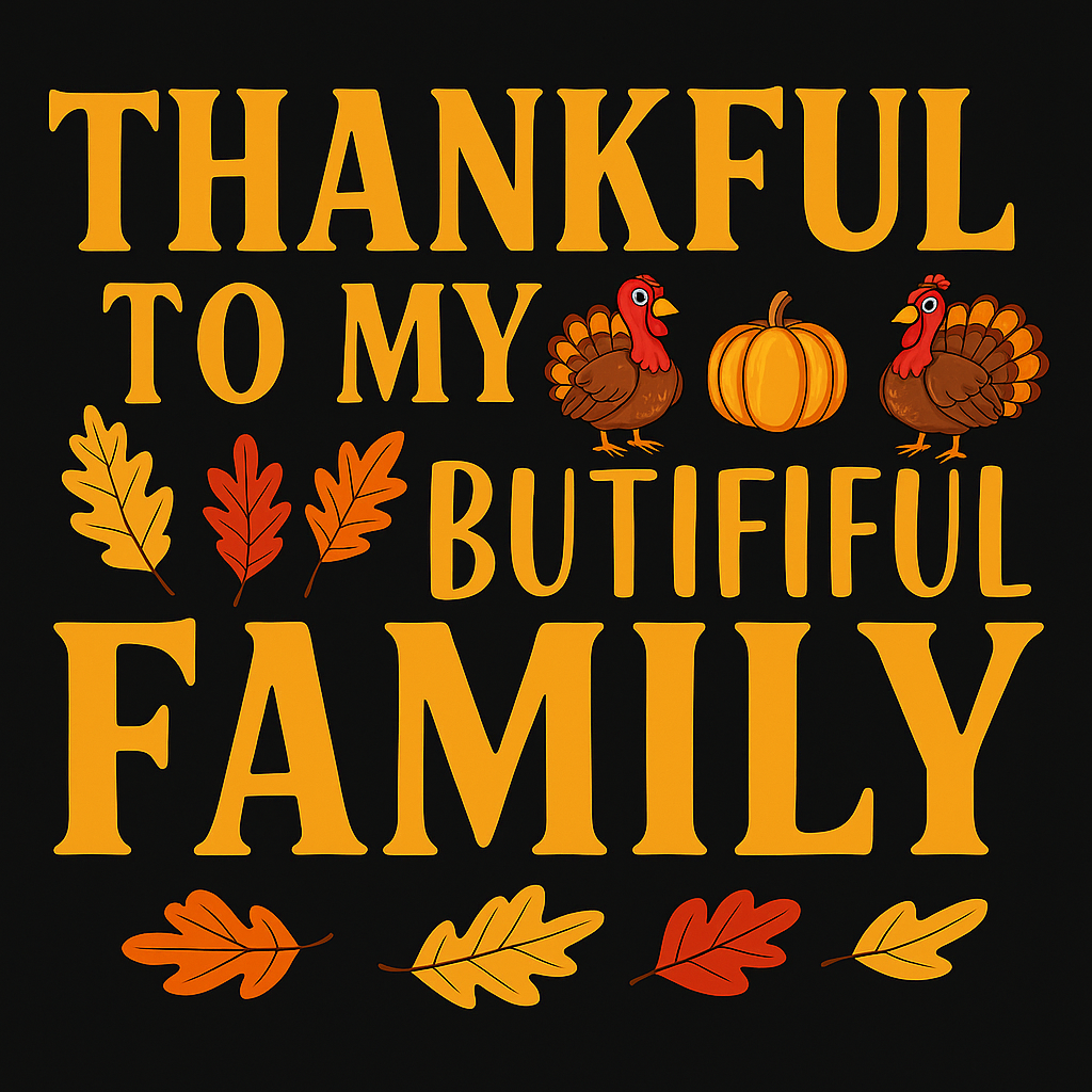 Thankful Family Thanksgiving T-shirt (Black)