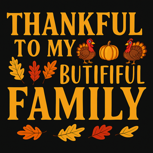 Thankful Family Thanksgiving T-shirt (Black)