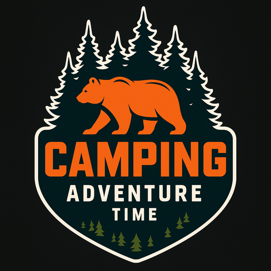 Camping Adventure Time Bear Shield Tee (Black)