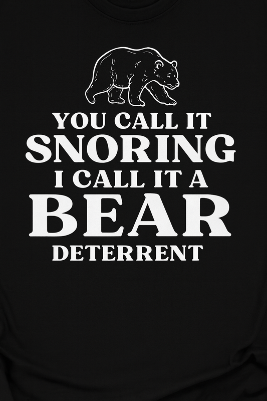 Humorous Bear Snoring T-shirt (Black)