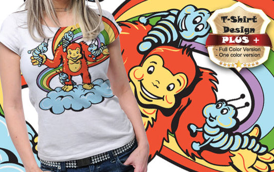 Playful Monkey T-shirt Design (Black)