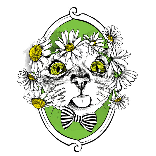 Floral Cat Graphic Tee (Black)