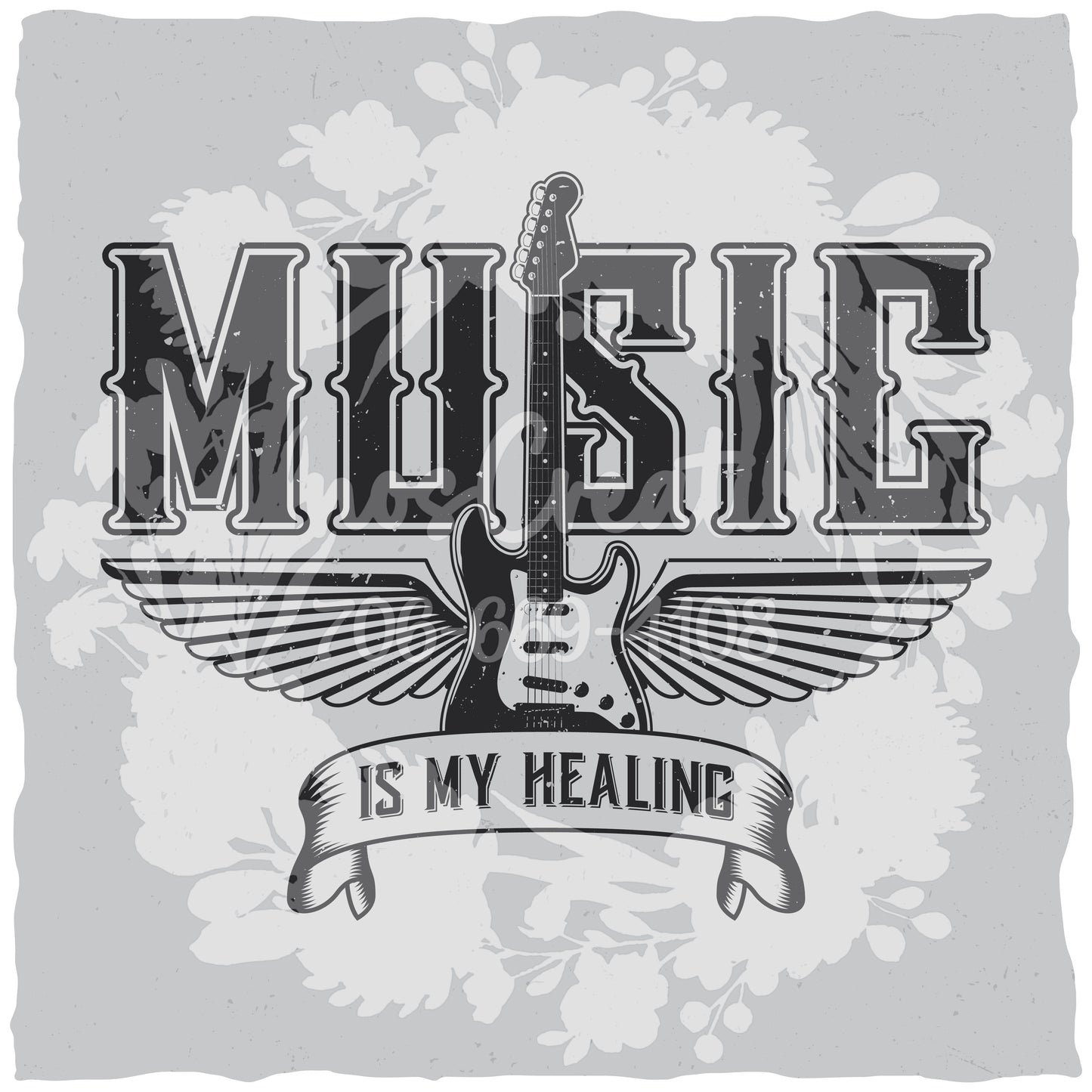 Music Is My Healing T-shirt (Black) [WM v1 92769508] [WM v1 43c54038]