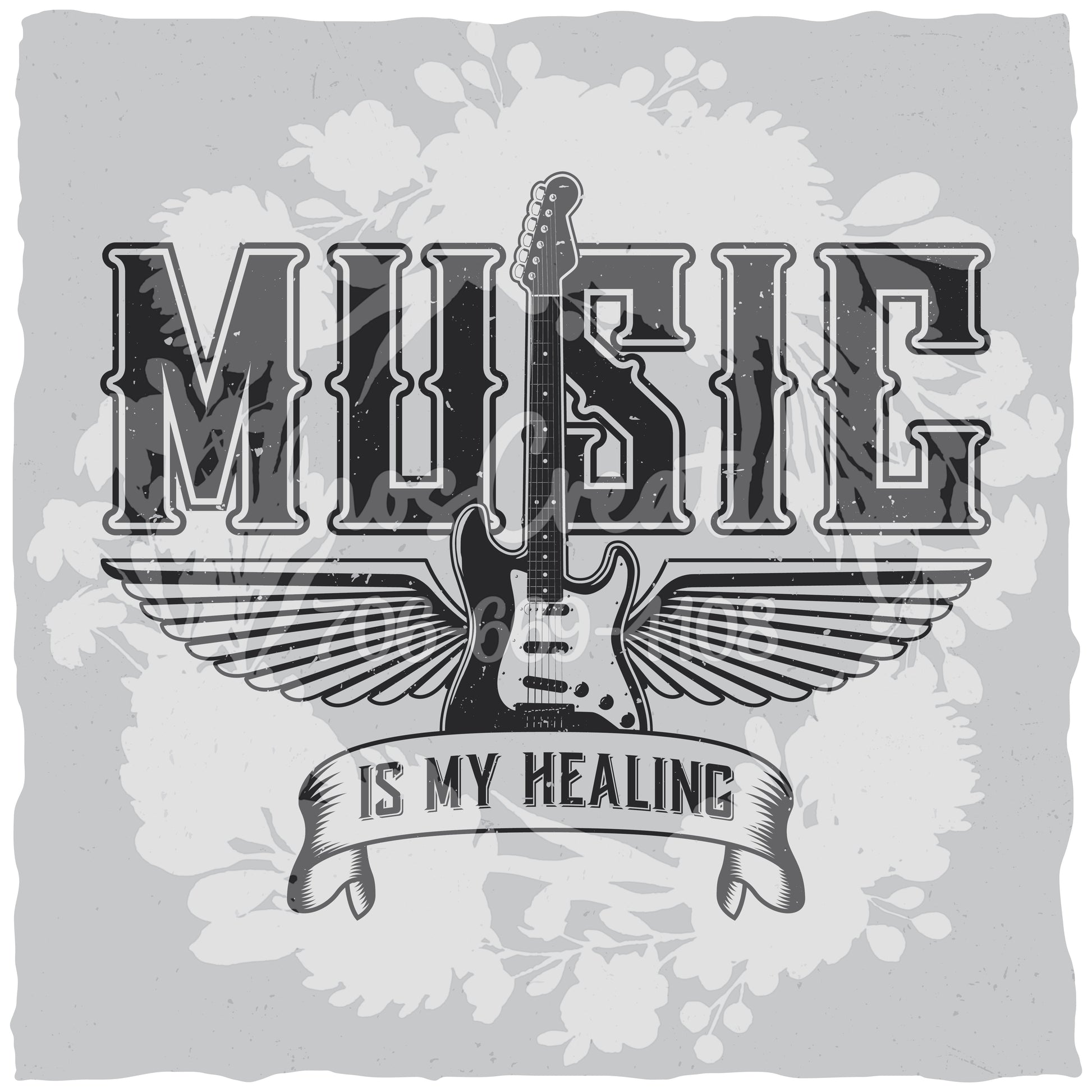 Music Is My Healing T-shirt (Black) [WM v1 92769508] [WM v1 43c54038]