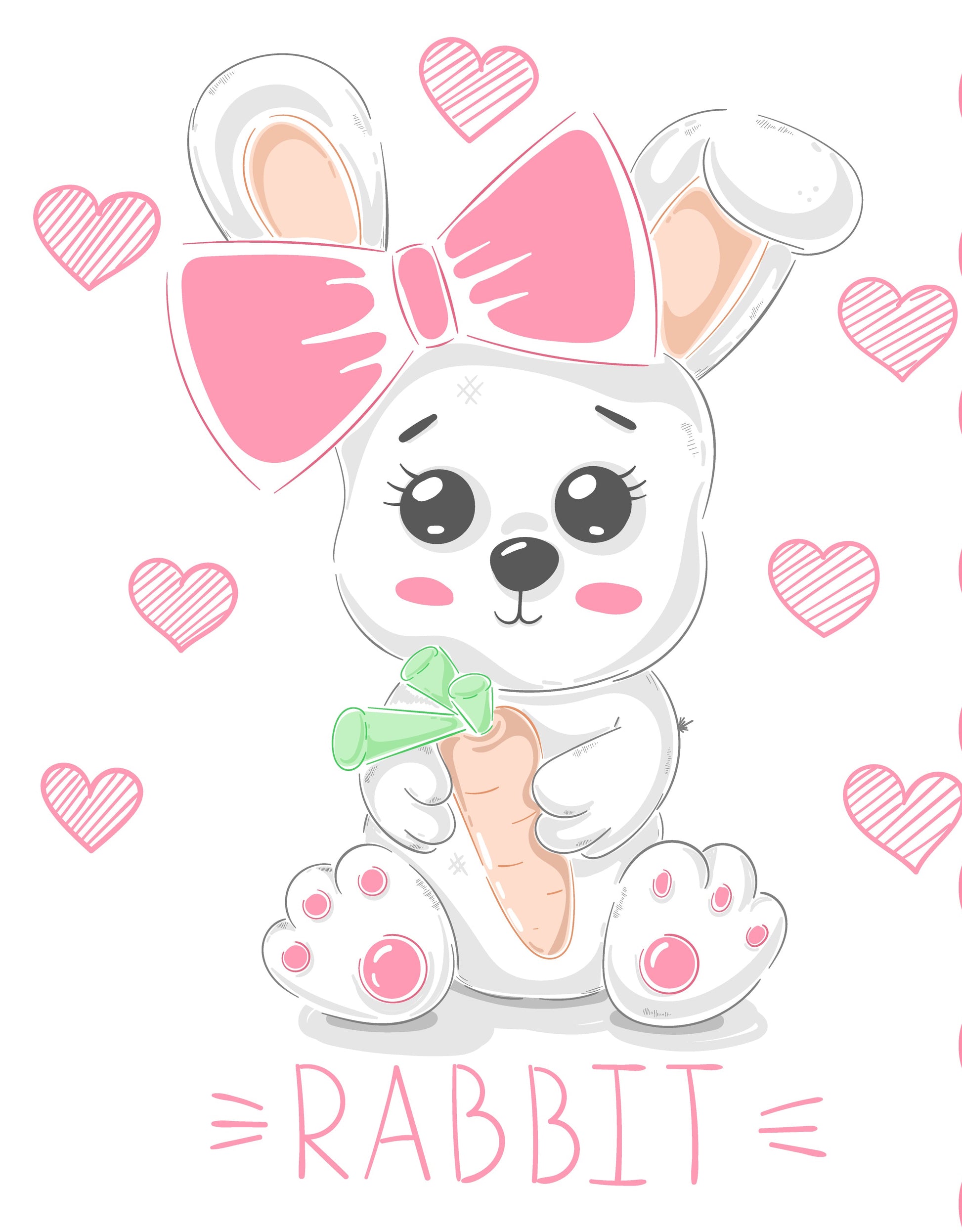 Cute Rabbit Graphic T-shirt (White)