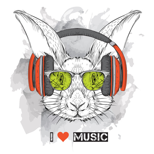 Rabbit With Headphones Tee (White)