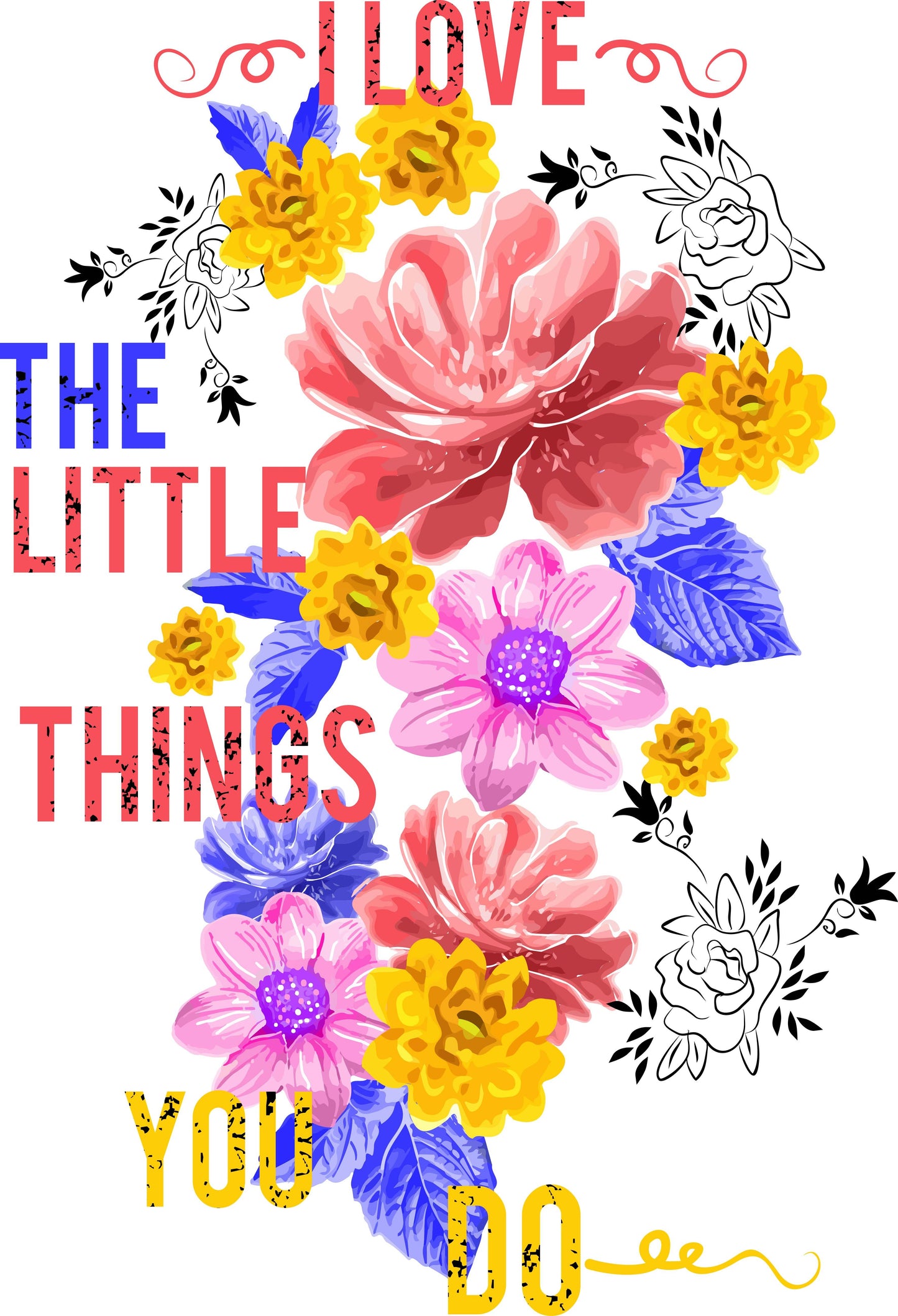 Floral Love Quote T-shirt (White)