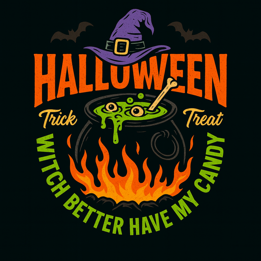 Witch Better Have My Candy Cauldron Halloween Tee (Black)