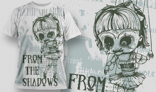 Whimsical Doll Graphic Tee (Black)