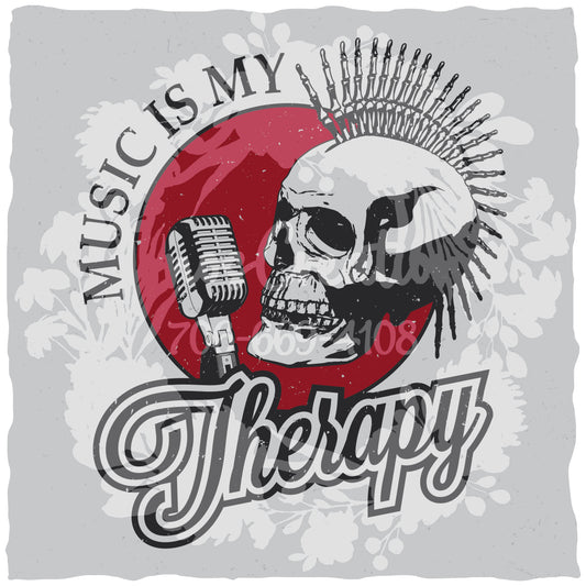 Music Therapy Skull T-shirt (Black) [WM v1 92769508] [WM v1 62534909]