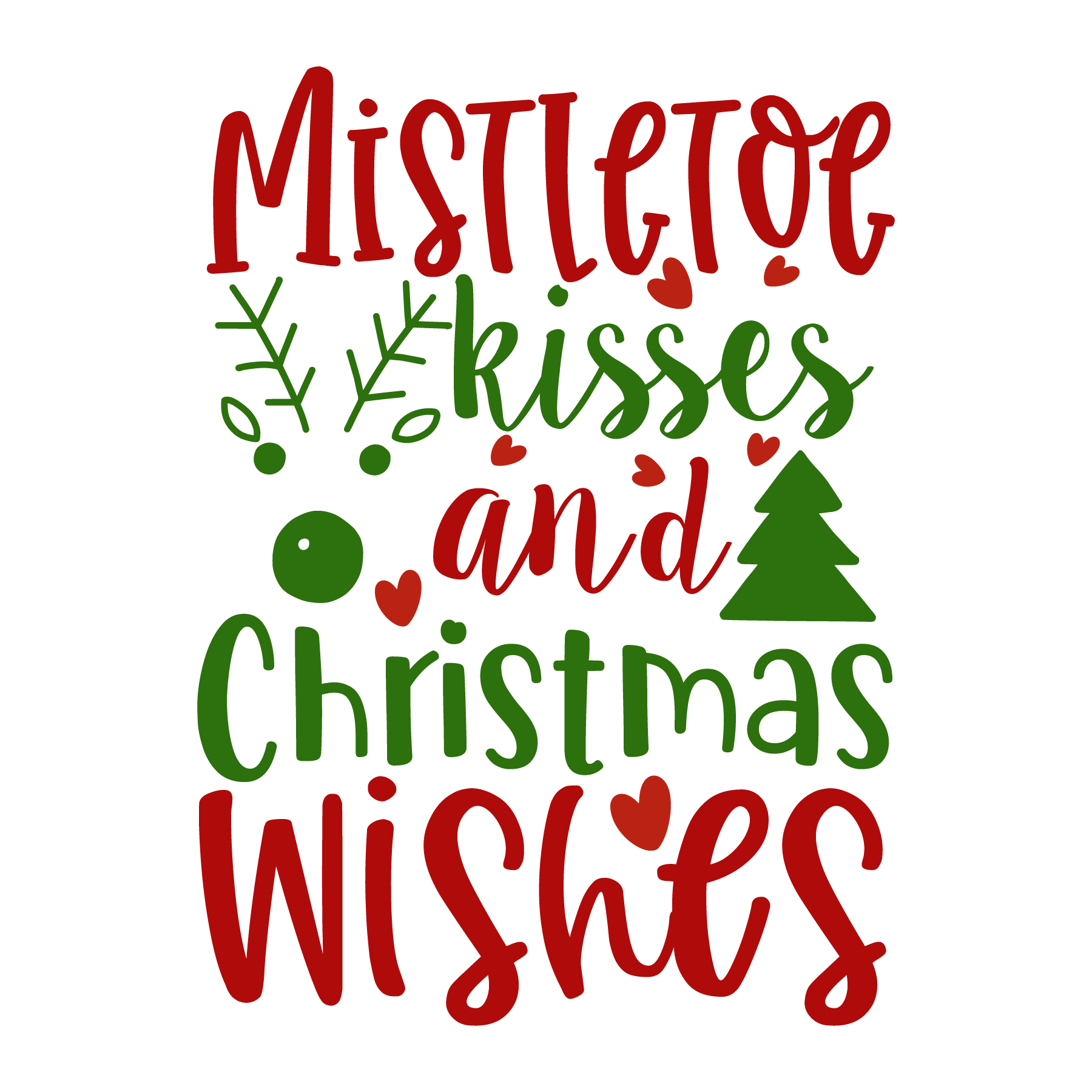 Mistletoe Kisses Christmas Wishes (White)