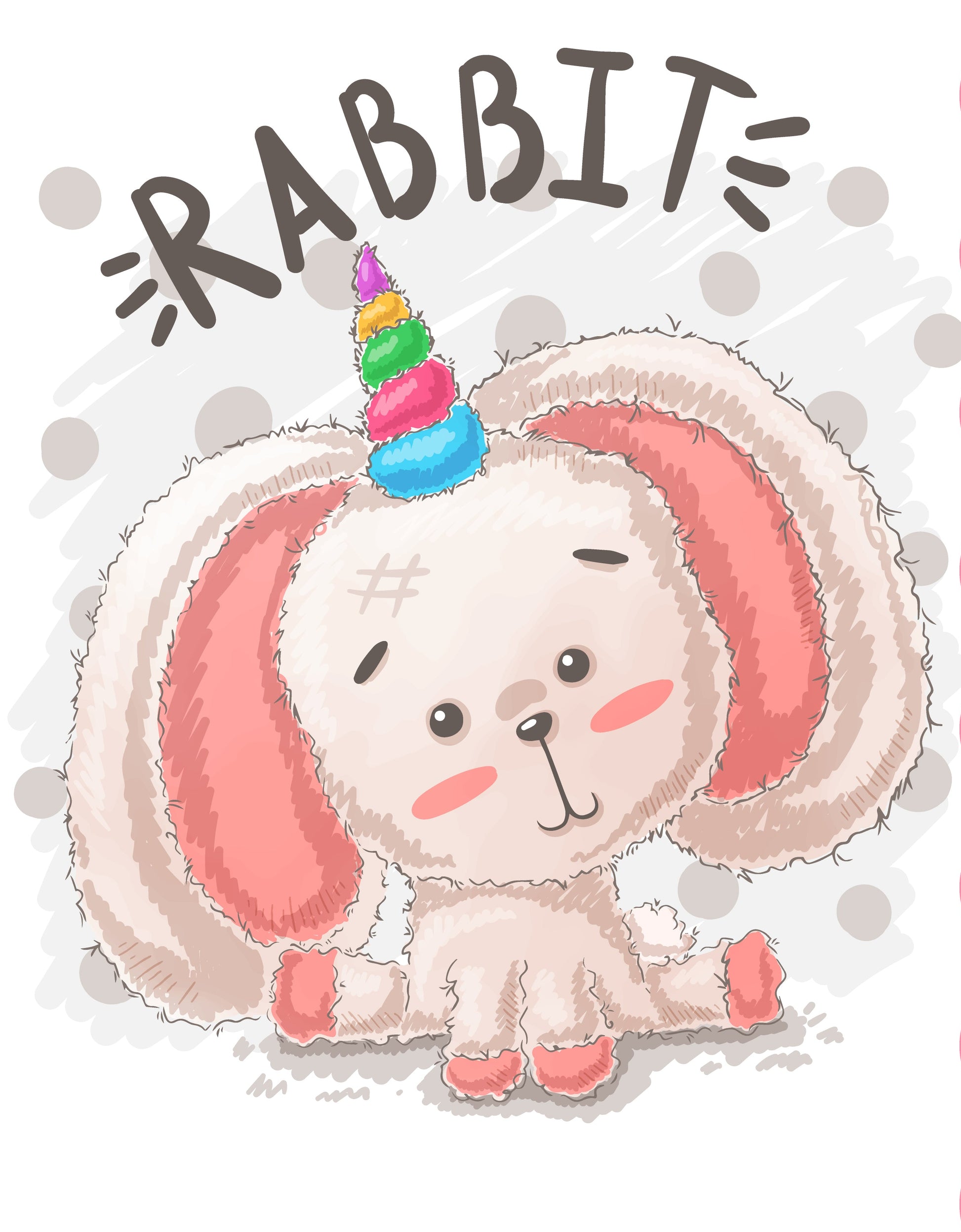 Cute Rabbit Graphic T-shirt (White)