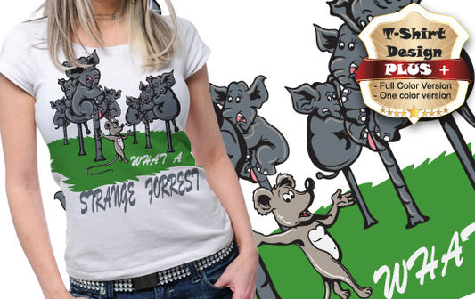 Whimsical Forest T-shirt Design (Black)