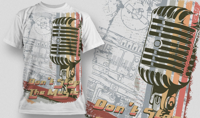 Vintage Music Microphone T-shirt (Black)