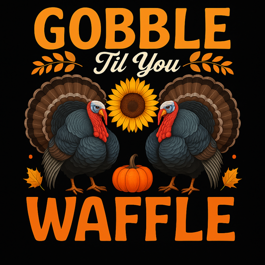 Thanksgiving Turkey Waffle T-shirt (Black)