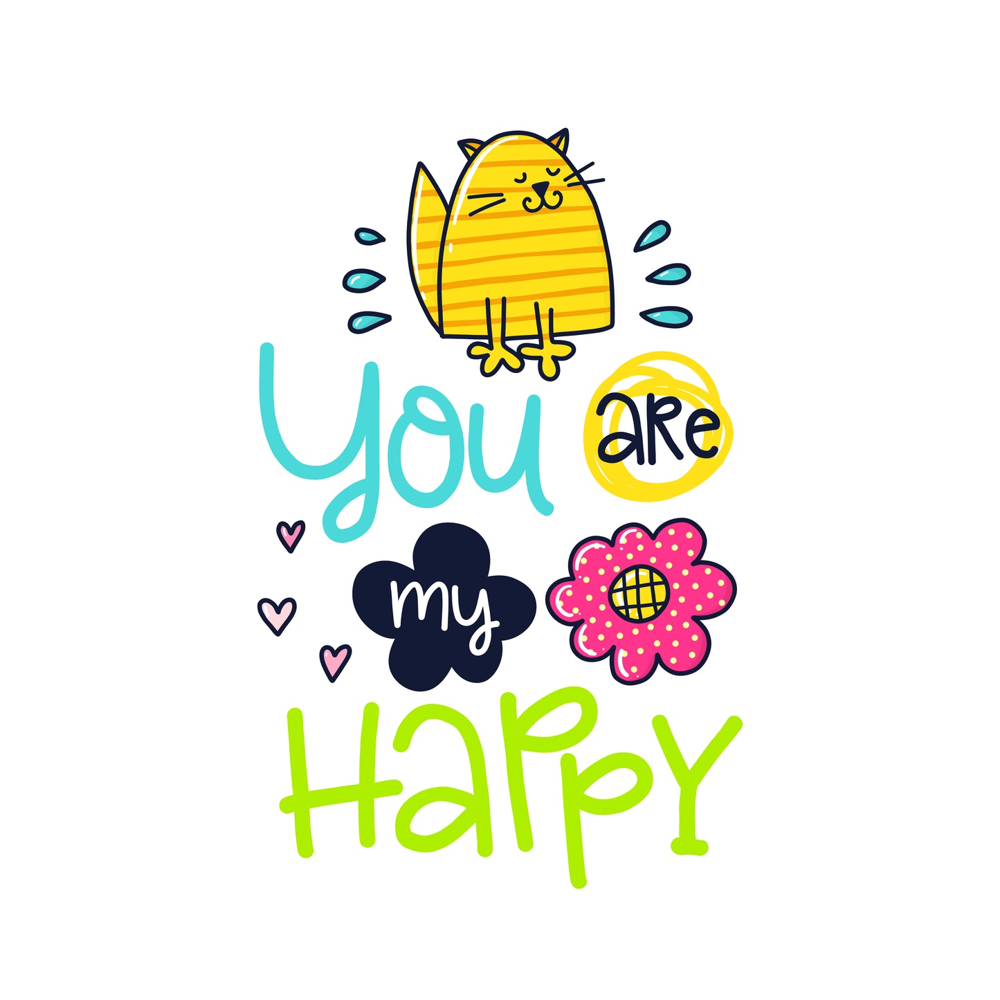 Happy Cat Graphic T-shirt (White)