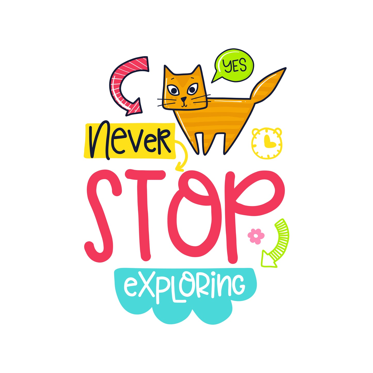 Never Stop Exploring Cat T-shirt (White)