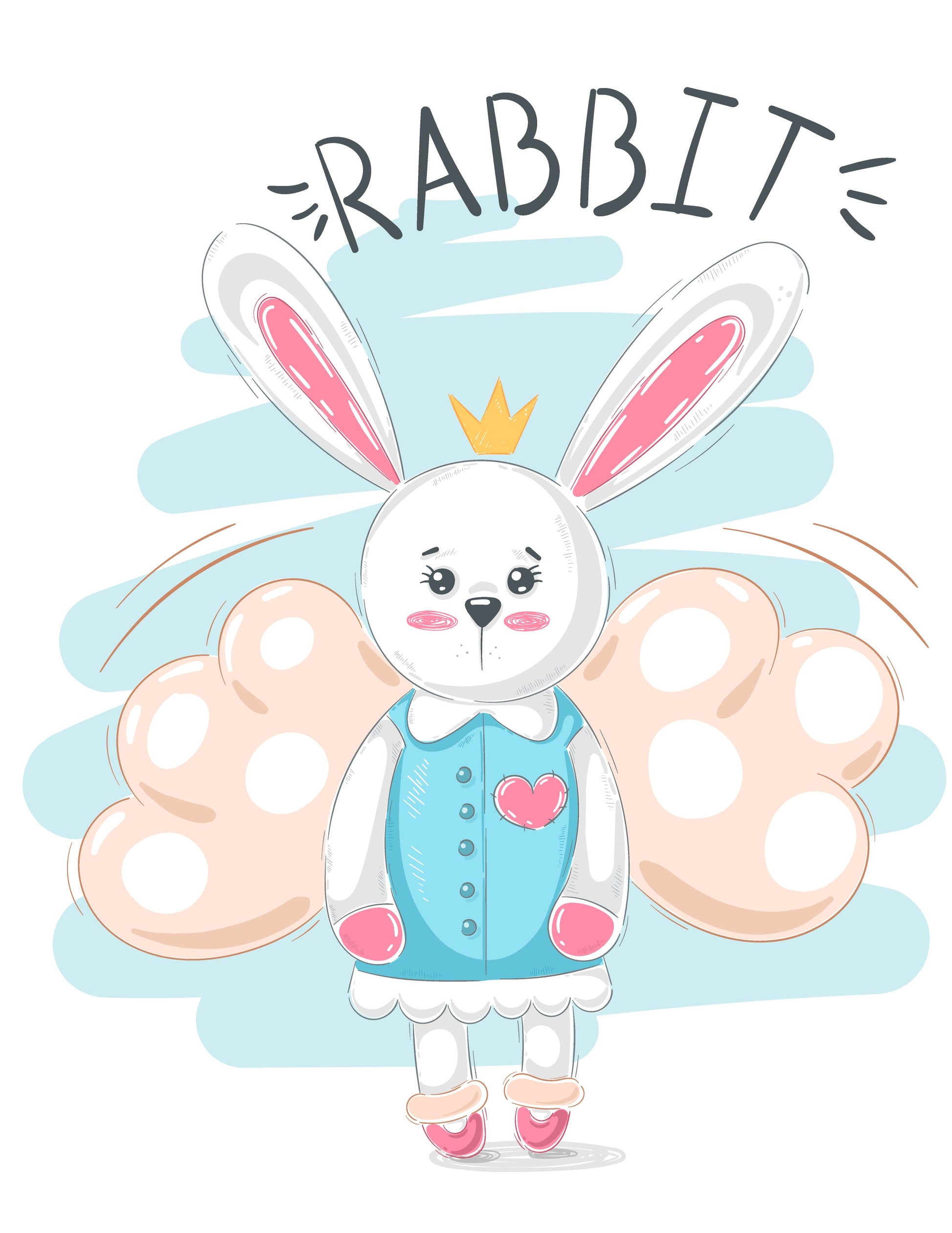 Cute Rabbit Graphic T-shirt (White)