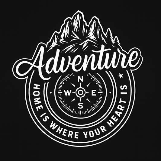 Adventure Compass 'home Is Where Your Heart Is' Tee (Black)