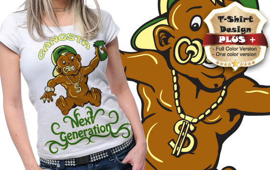 Gangsta Bear Graphic T-shirt (White)