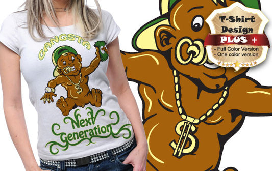 Gangsta Bear Graphic T-shirt (White)