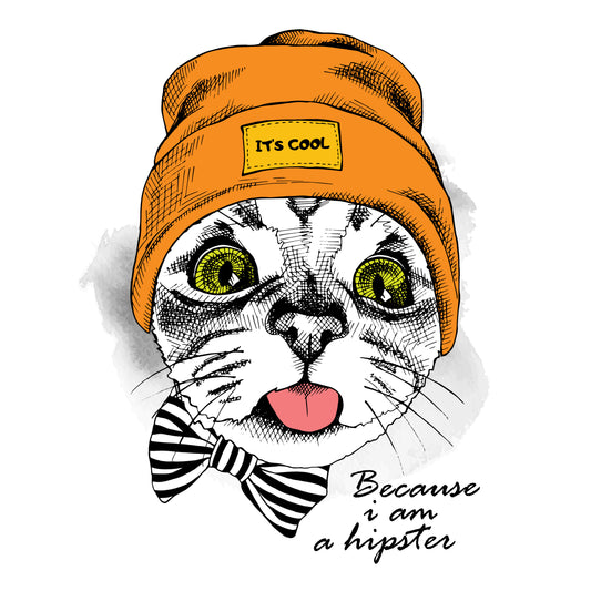 Hipster Cat Graphic Tee (White)