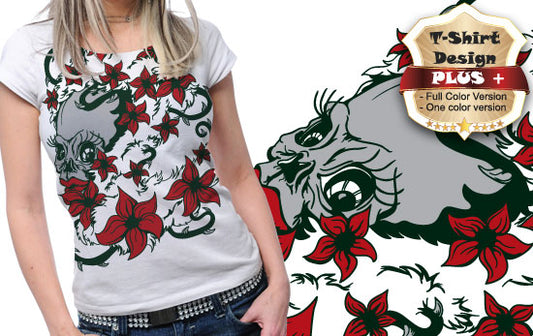 Floral Graphic T-shirt Design (White)