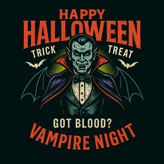 Vampire Night Got Blood Halloween Tee (Black)