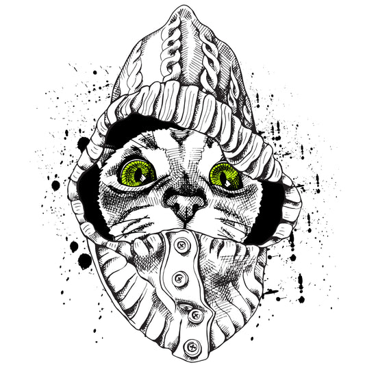 Cool Cat Hoodie Design T-shirt (Black)