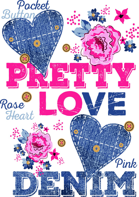 Pretty Love Denim T-shirt (White)