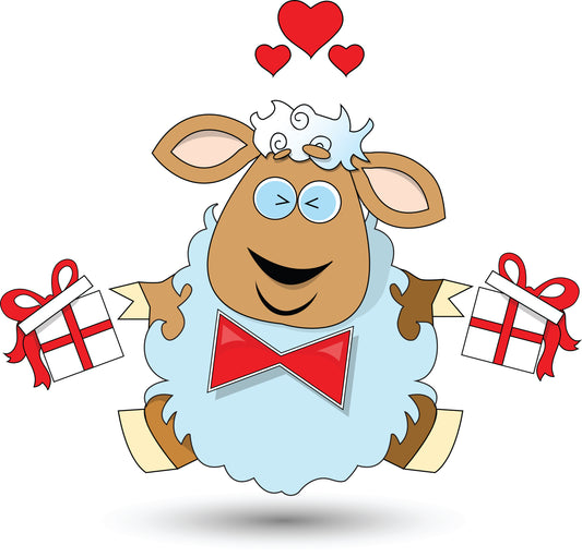 Cheerful Gift Giving Sheep T-shirt (White)