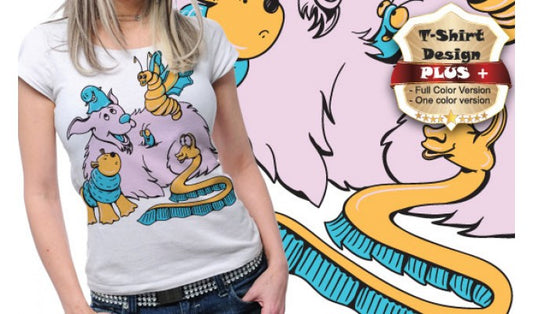 Playful Animal Graphic Tee (Black)