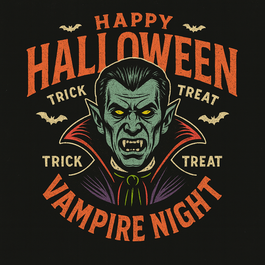 Vampire Night Happy Halloween Dracula Tee (Black)