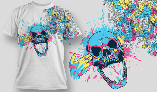 Vibrant Skull Graphic T-shirt (Black)