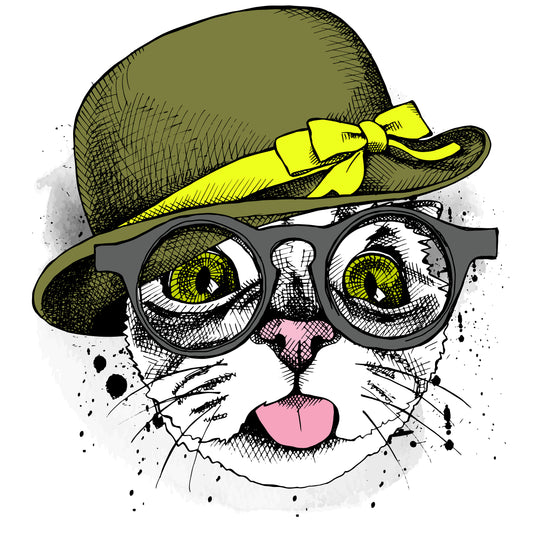 Whimsical Cat Illustration T-shirt (Black)