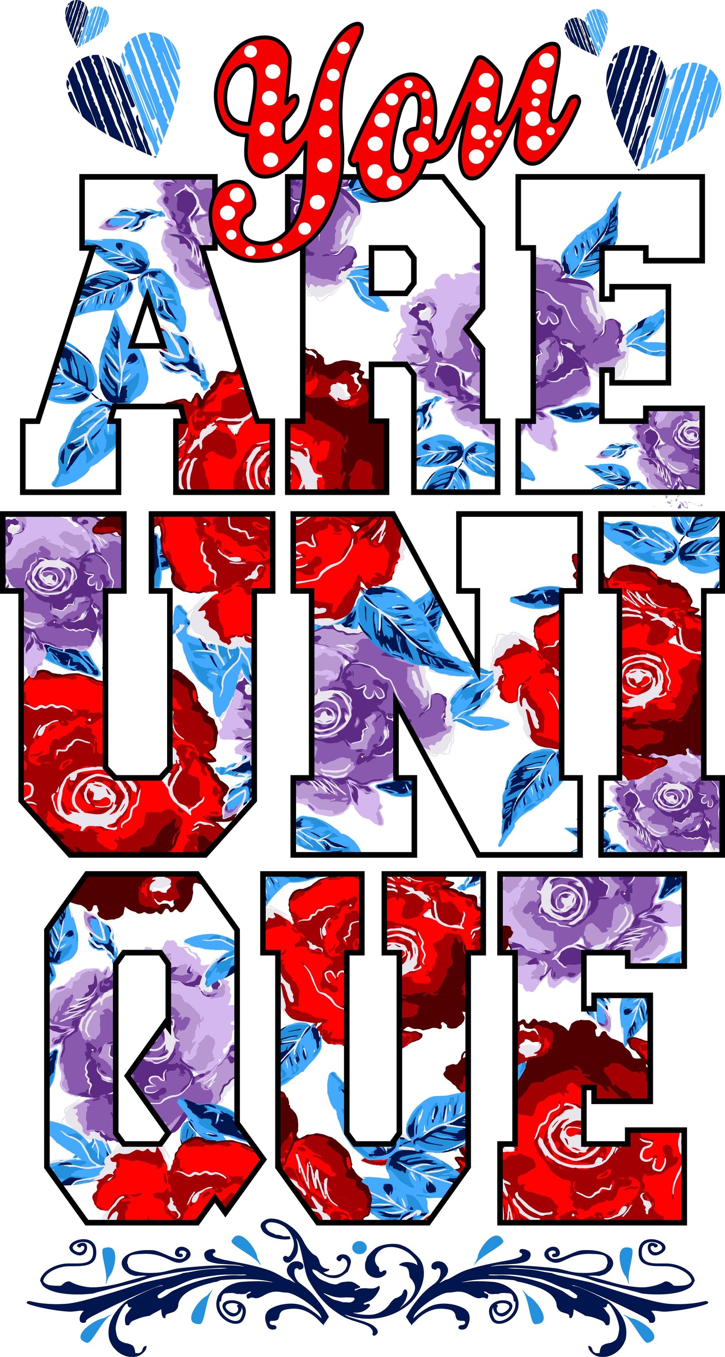 You Are Unique Floral T-shirt (Black)