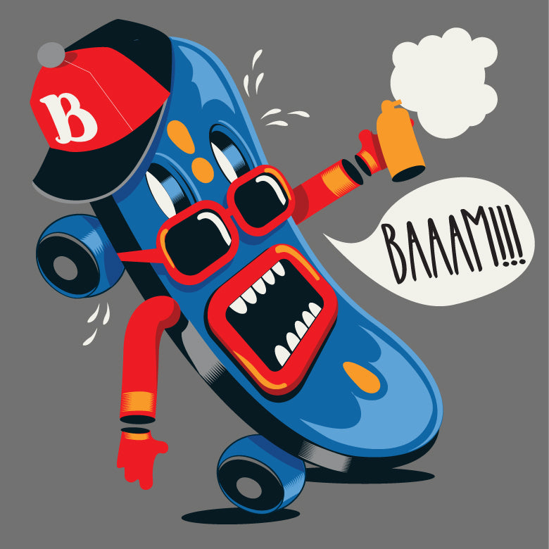 Graffiti Skateboard Character T-shirt (Black)